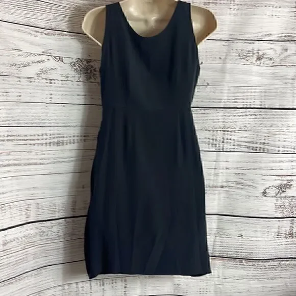 Madison Marcus Dress Womens small silk pleated Black sheath mini Preppy Formal - Picture 5 of 10